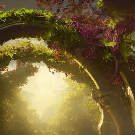 Art Nouveau Architecture with Volumetric Lighting