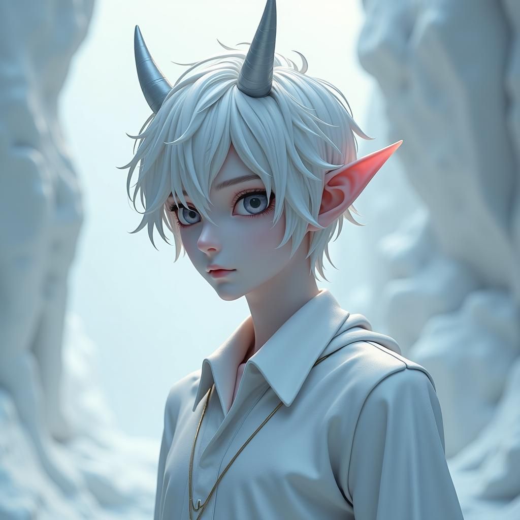 Icy Demon Portrait in 3D Anime Style