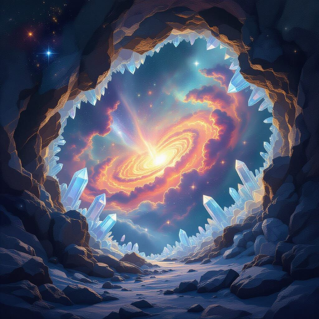 Colossal Geode Reveals Cosmic Nebula and Alien Trees