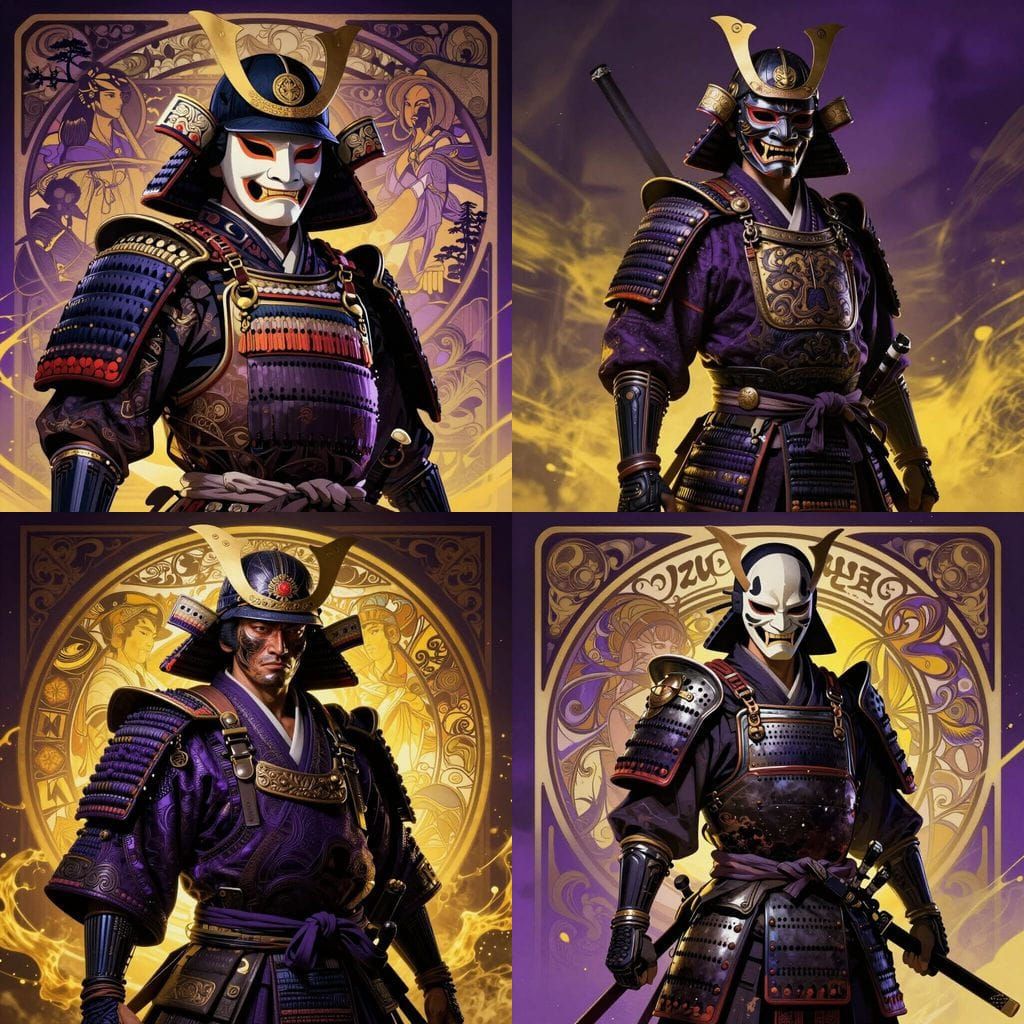 Samurai Warrior Wearing Menpo in Dark Fantasy Style