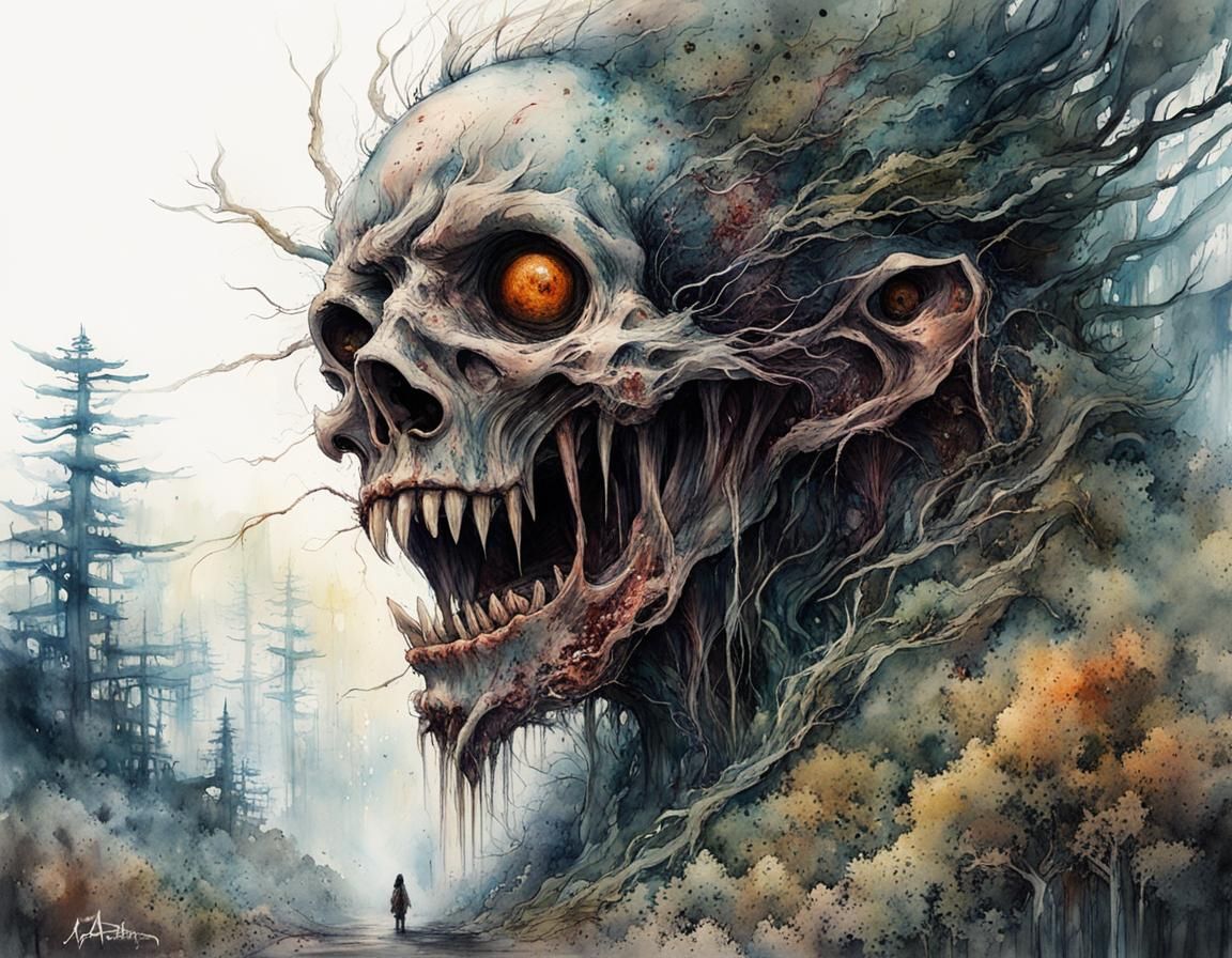 Macabre Body Horror Monster in Manga Wasteland