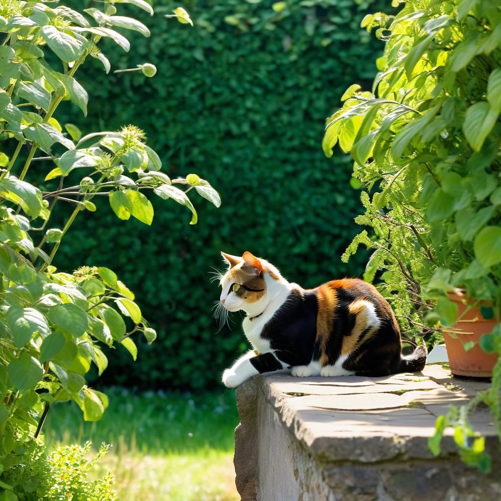 Cat in Summer Garden