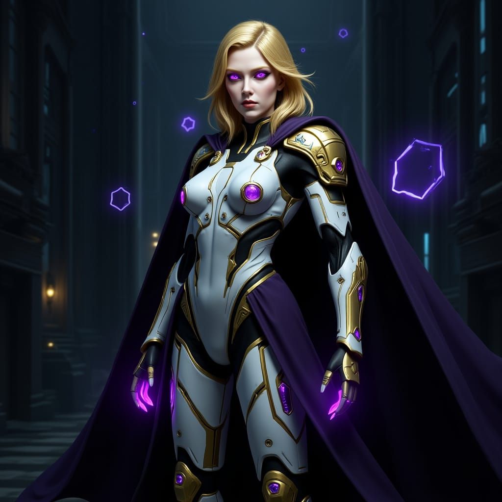 Futuristic Cyber-Female in High-Tech Armor