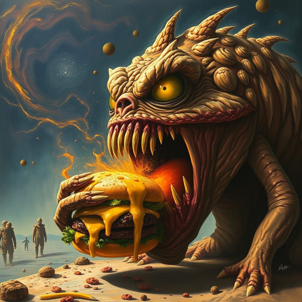 Goofy Monster's Cheeseburger: Magnetic Vision in Surreal Art