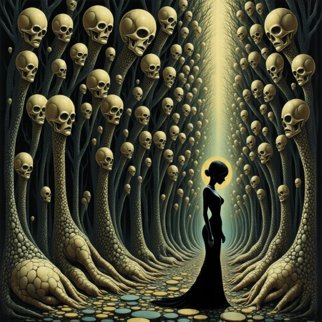 Surreal Figure in Distorted Reflections