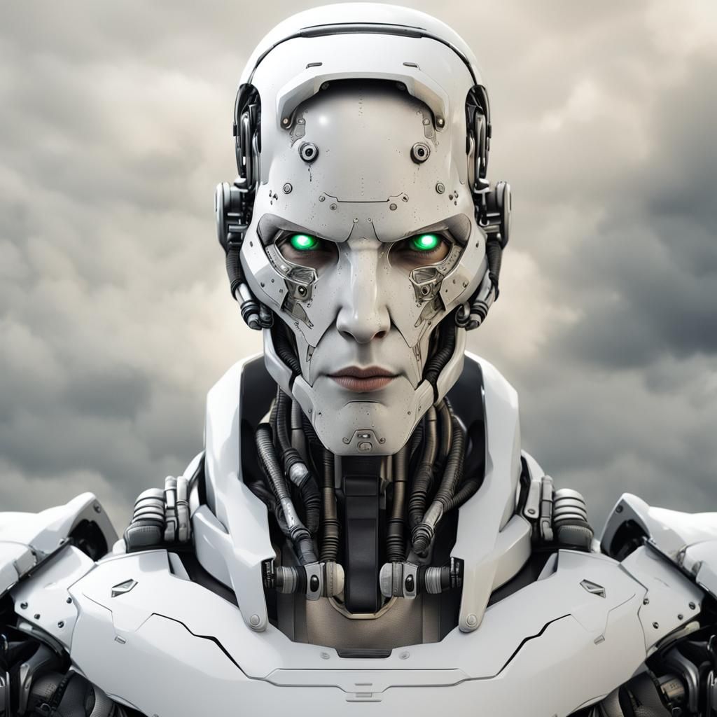 Android Portrait with Metallic Eyes in Fallout Style