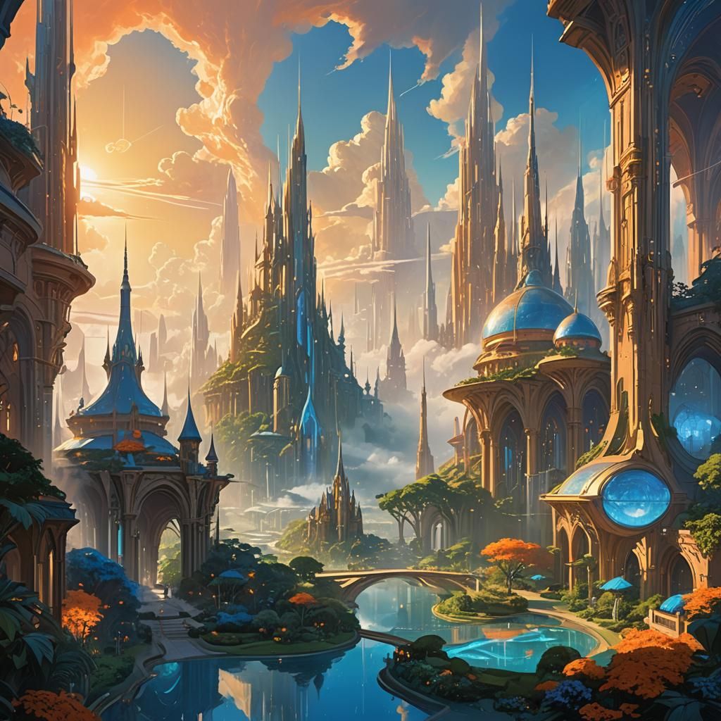 Utopian City in the Sky: Ethereal Fantasy Art