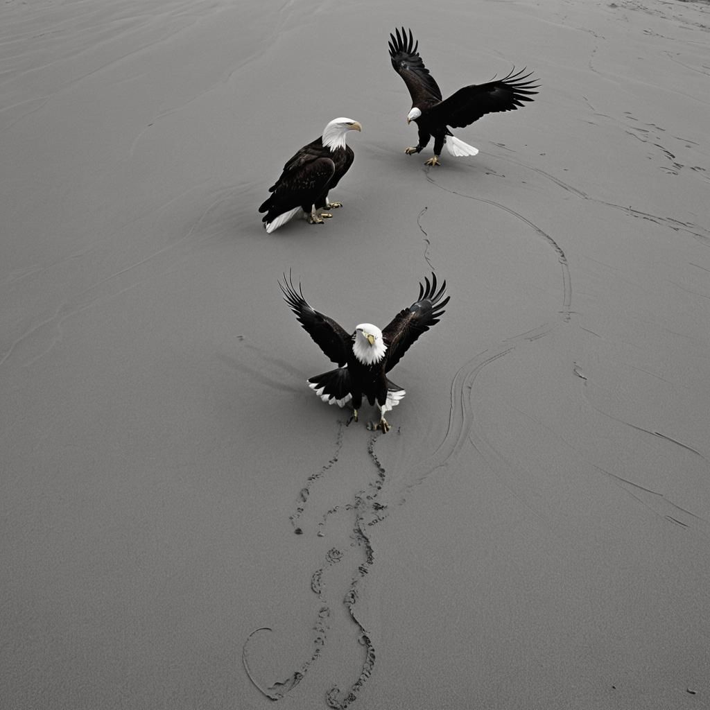 Eagle and Horse Merge on Beach in Cinematic Style