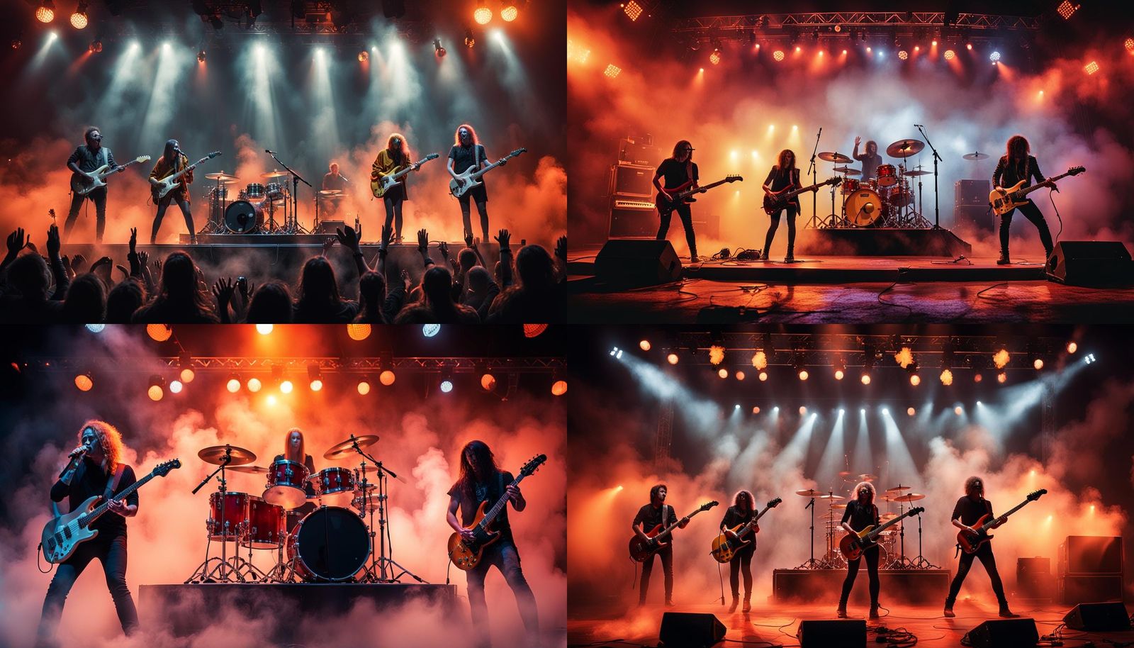 Dynamic Rock Concert Stage in Fiery Haze