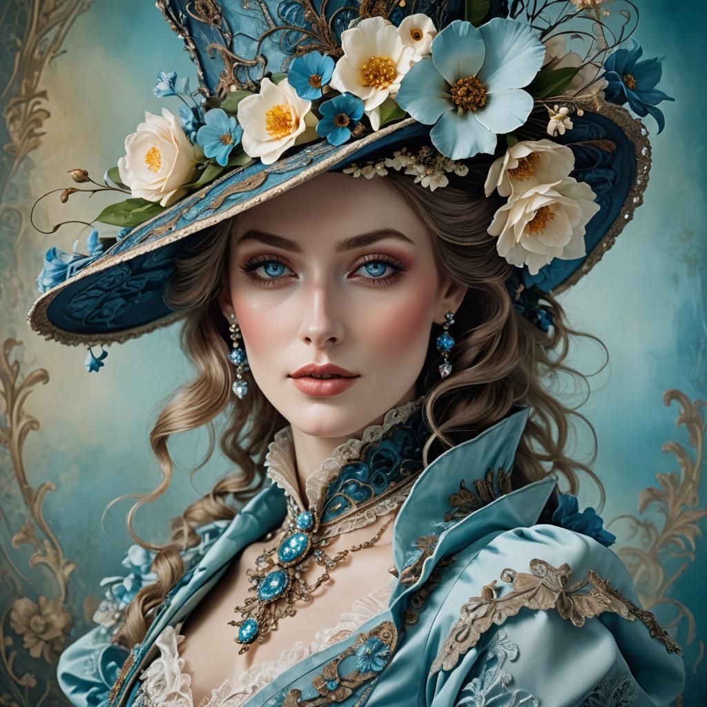 English Lady in Victorian Hat, Fantasy Art Portrait