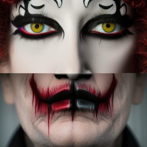 Eerie Clown Eyes: A Dark Cosmic Horror Portrait