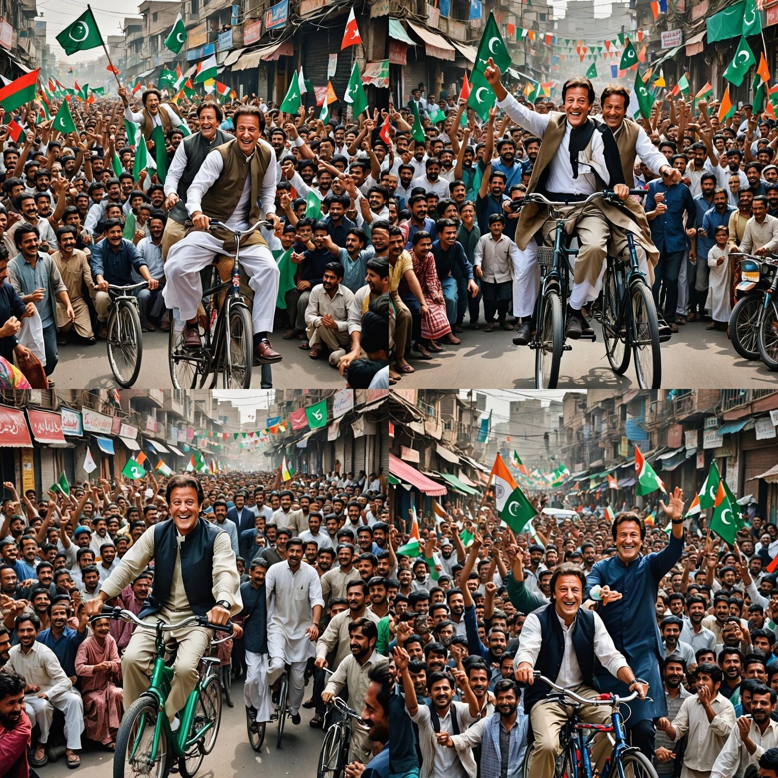 Imran Khan Rides Bicycle Through Cheering Crowd