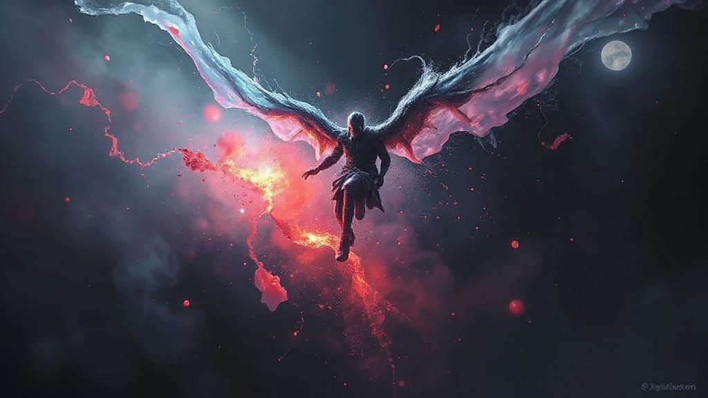 Ethereal Wanderer: Impressionist Oil Painting of Energy Bein...