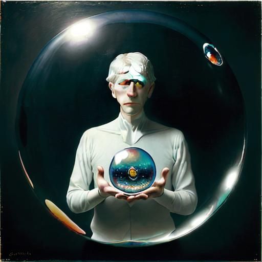Surreal World in a Bubble, Dali-esque Oil Painting