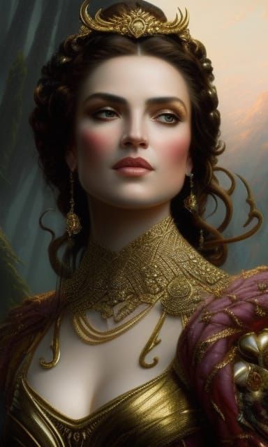 Forge Goddess Portrait in Rococo Style