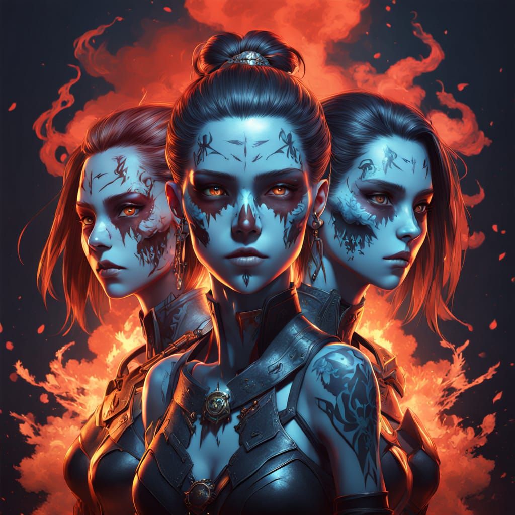 Warrior Women Fight Zombie Army in 3D Anime Art