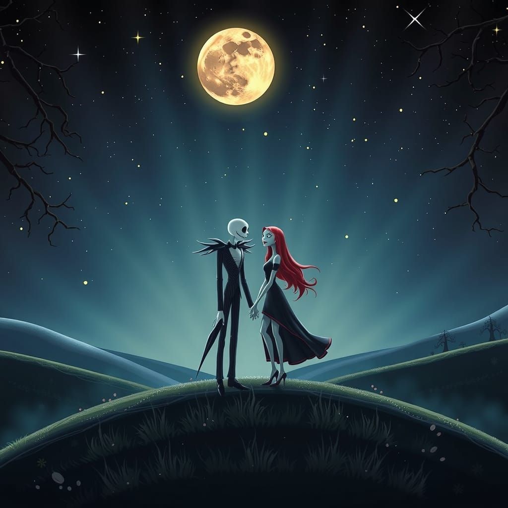 Tim Burton-Inspired Jack and Sally Share a Tender Moment Und...