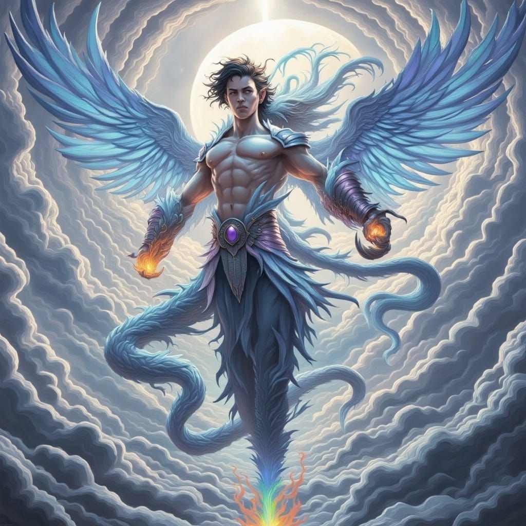 Ethereal Battle Elven Prince with Dragon Essence in Vibrant,...