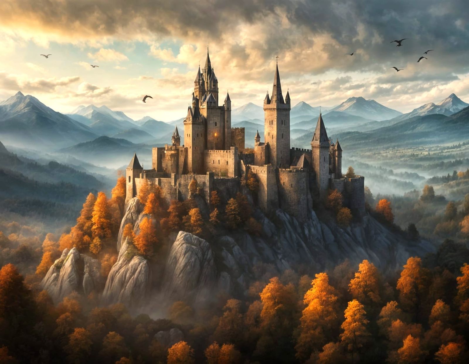 Majestic Medieval Castle Towering Above the Landscape