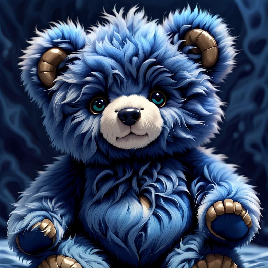 Indigo Blue Teddy Bear: Digital Art Masterpiece