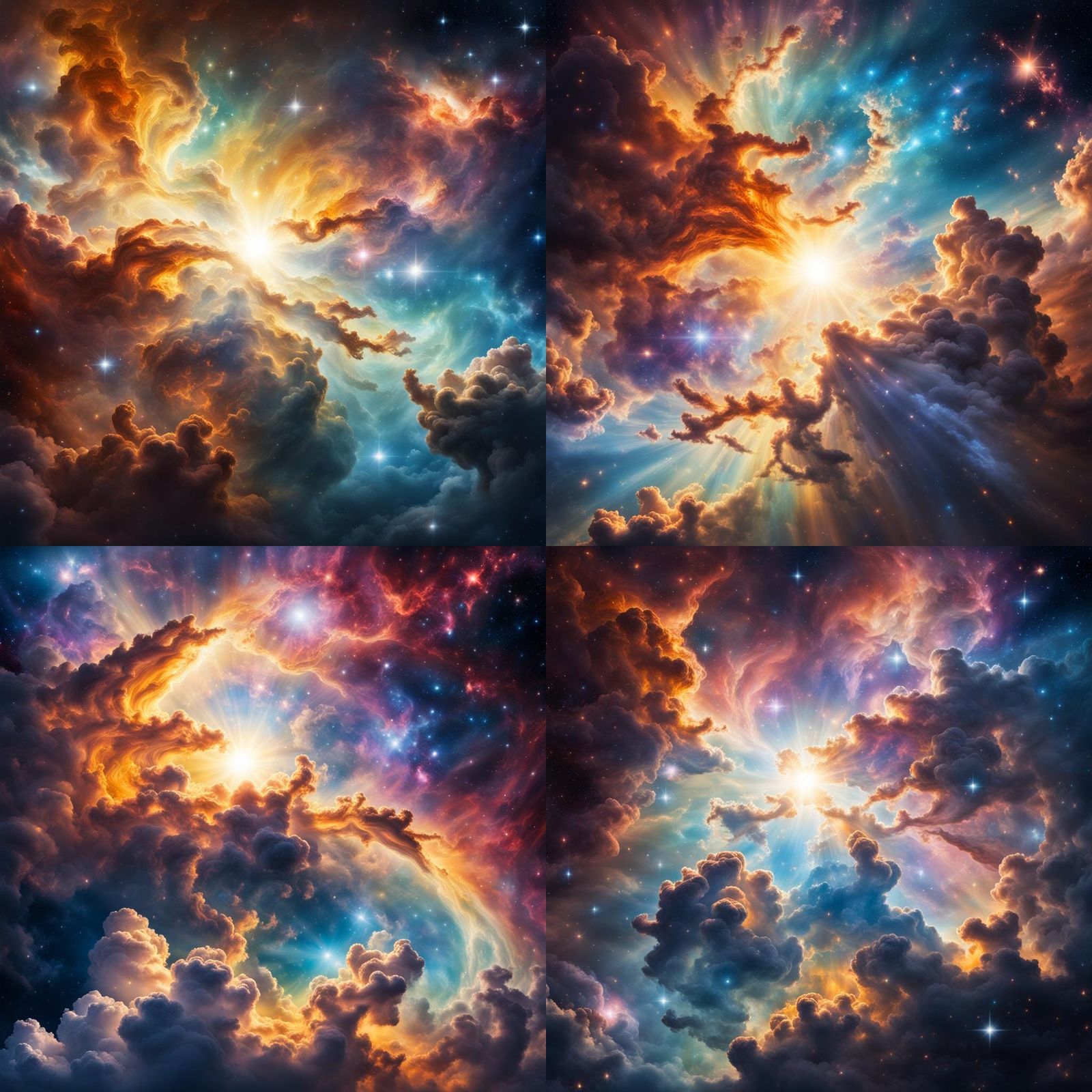 Colorful Nebula Galaxy with Divine Light