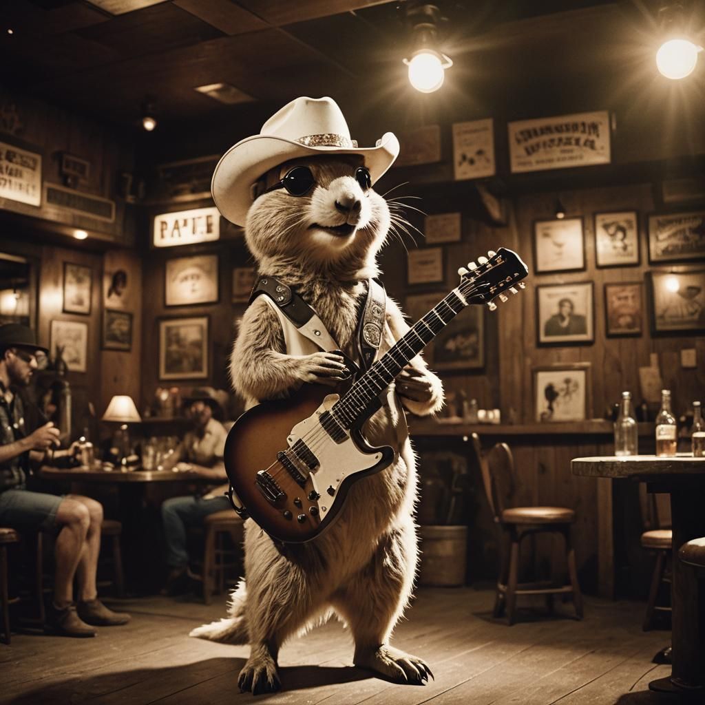 Gopher Rockstar in Cowboy Hat on Stage