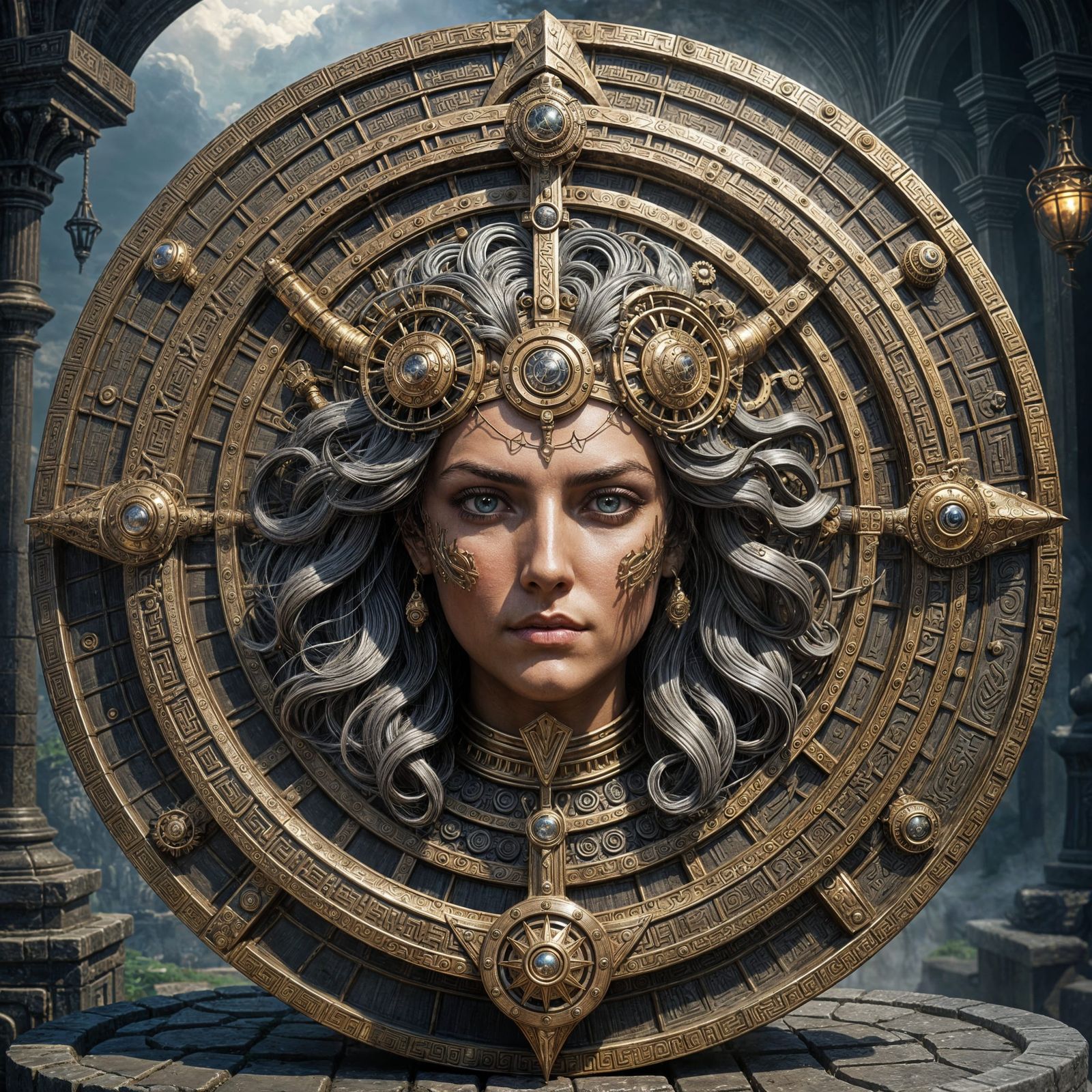 Zeus' Powerful Steampunk Aegis Shield