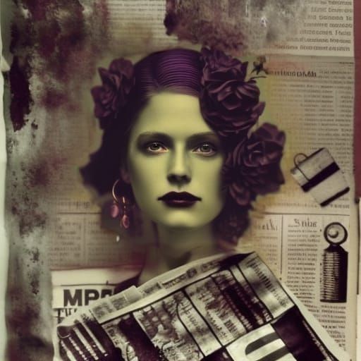 Post-Apocalyptic Newspaper Collage in Black and White