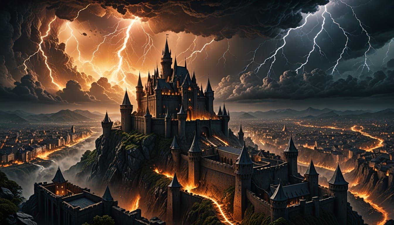 Blonde Elf Warrior Hurls Firebolts in Epic Fantasy Battle