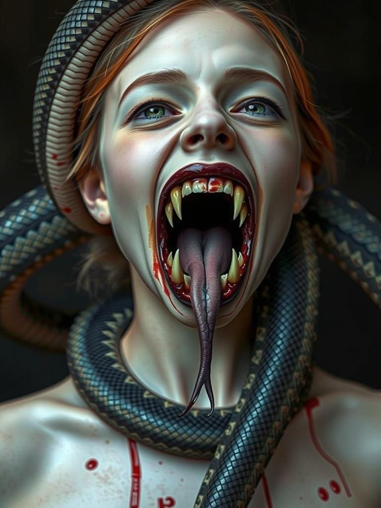 Stunning Snake-Woman Hybrid in Hyperrealistic Portrait