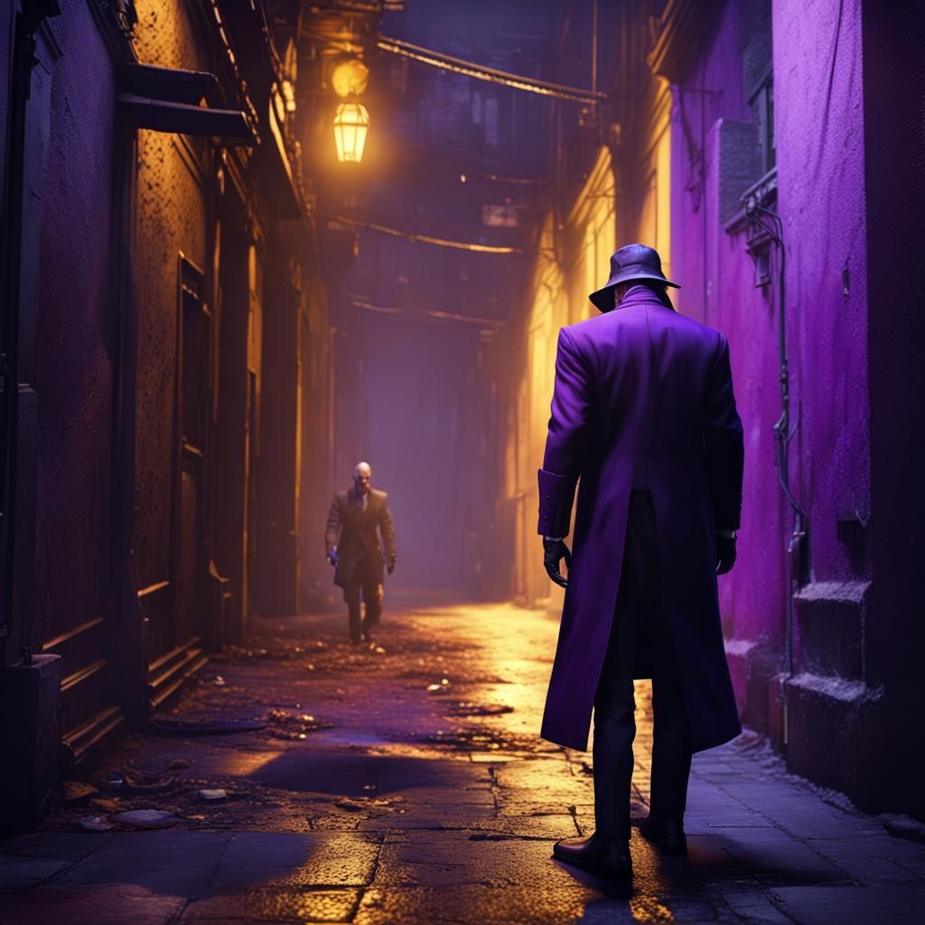 Modern Hitman in Dark Alley: Dark Fantasy Concept Art
