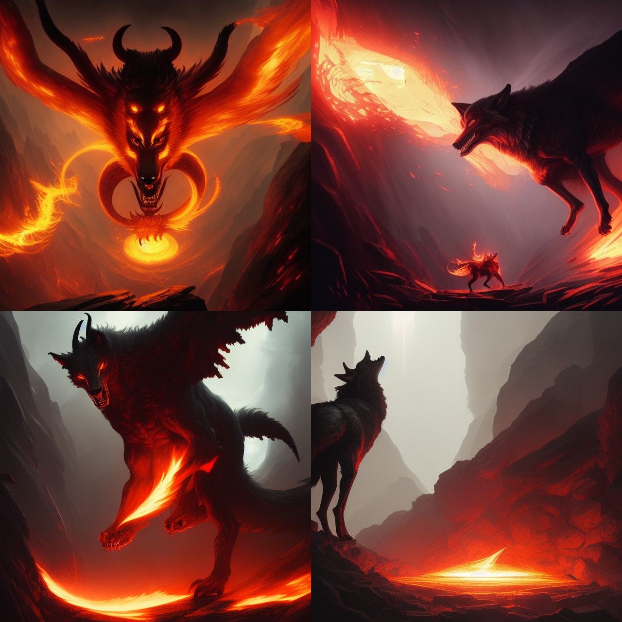 Balrog Wolf Demon in Fire, Concept Art