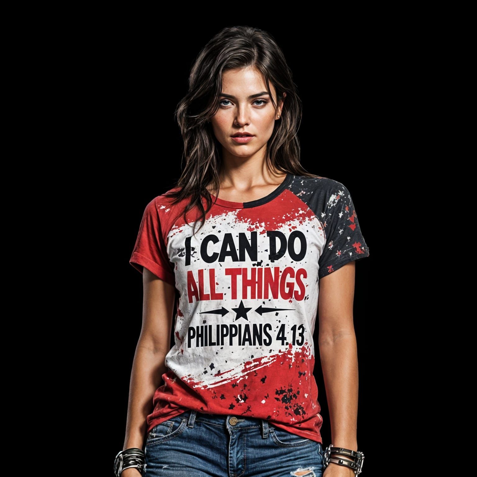 Philippians 4:13 Grungy T-Shirt Design