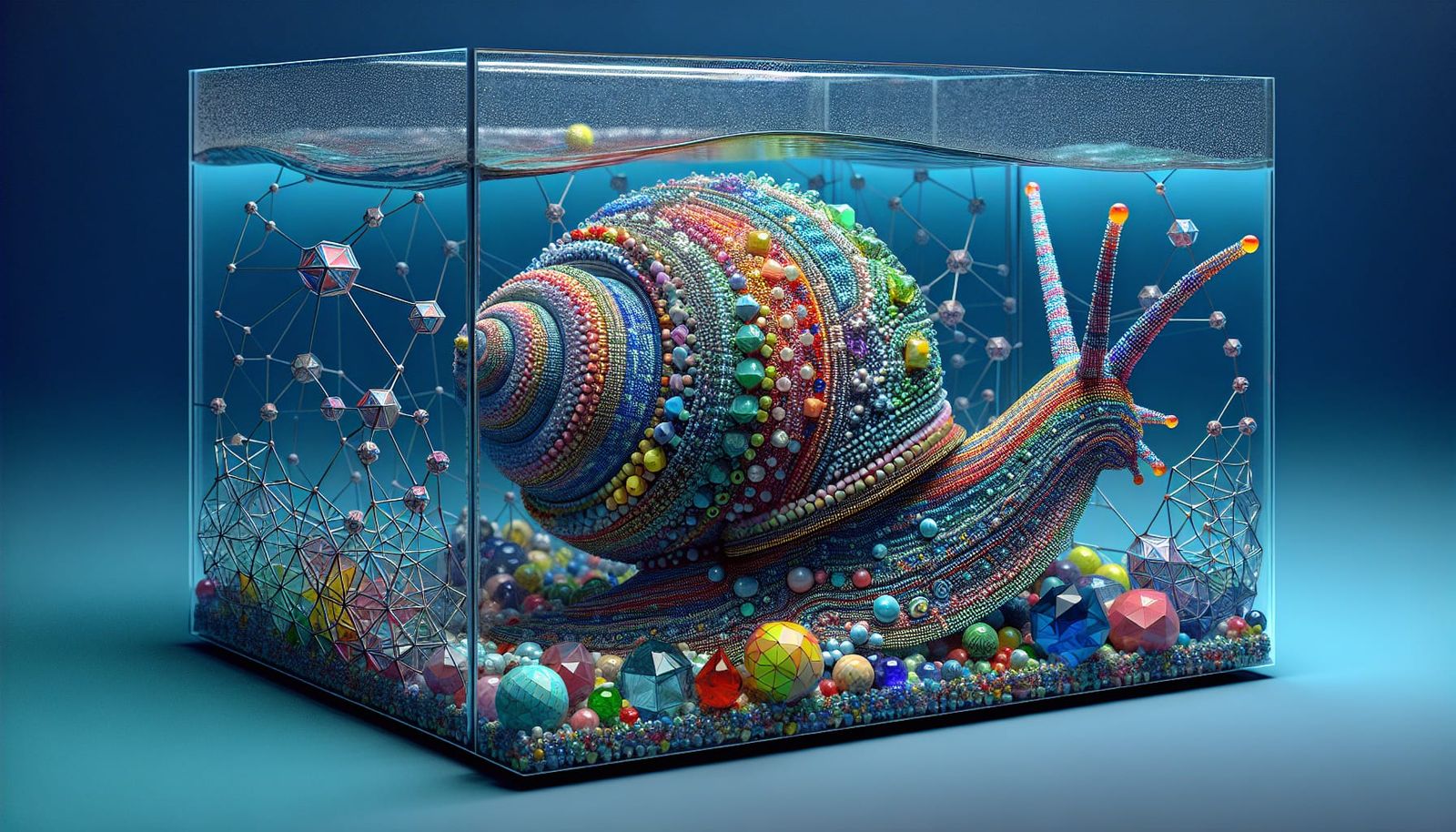 Gemstone Snail in Ocean Tank: Photorealistic Render