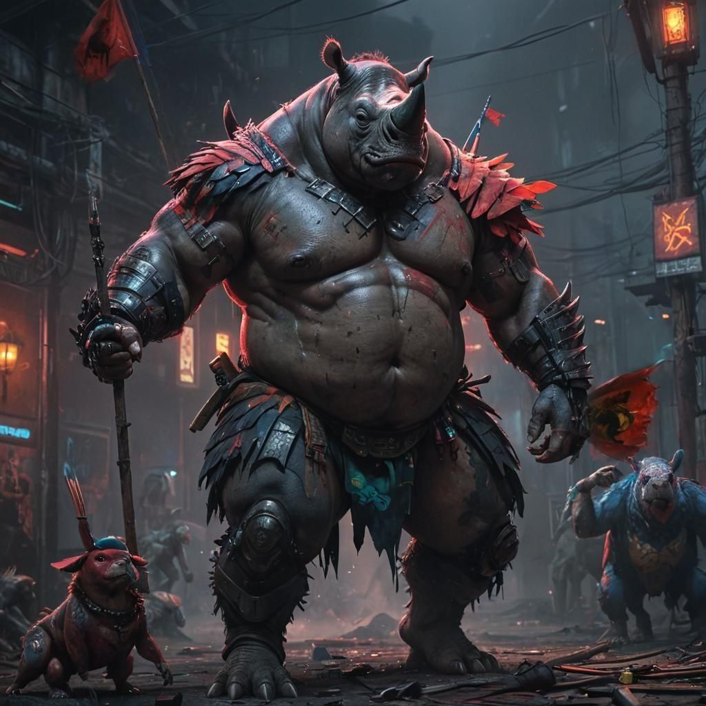 Vampire Hunter with Flair, Muscular and Tattooed, Waving Mac...