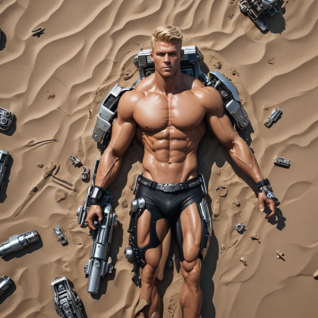 Futuristic Sci-Fi Blond on Beach in 8K