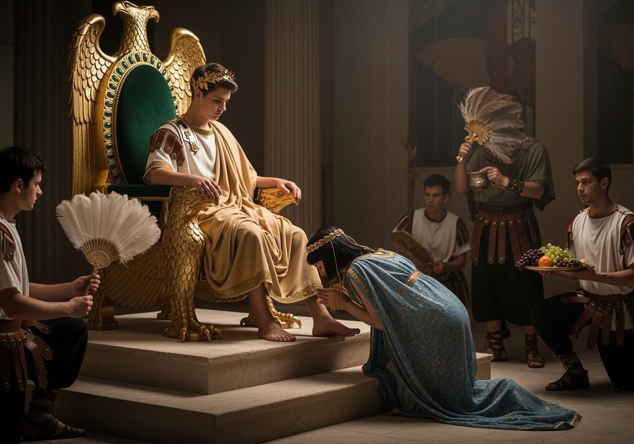 Roman Emperor on Eagle Throne in Baroque Style