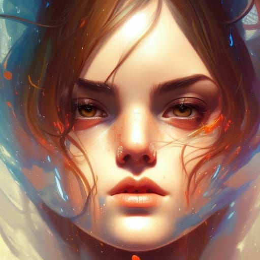 Fiery Portrait in Hyperdetailed Digital Art Style