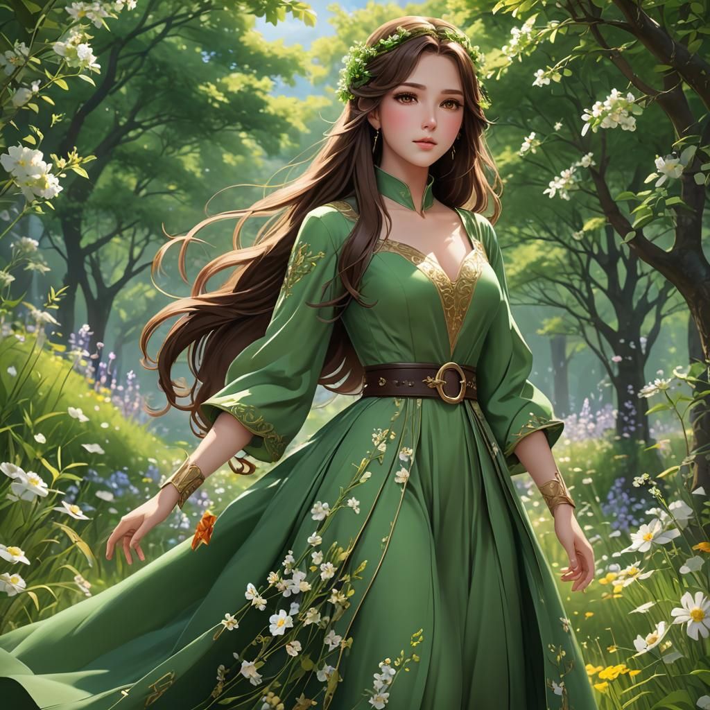 Anime Princess with Flowing Gown, Detailed 3D Art