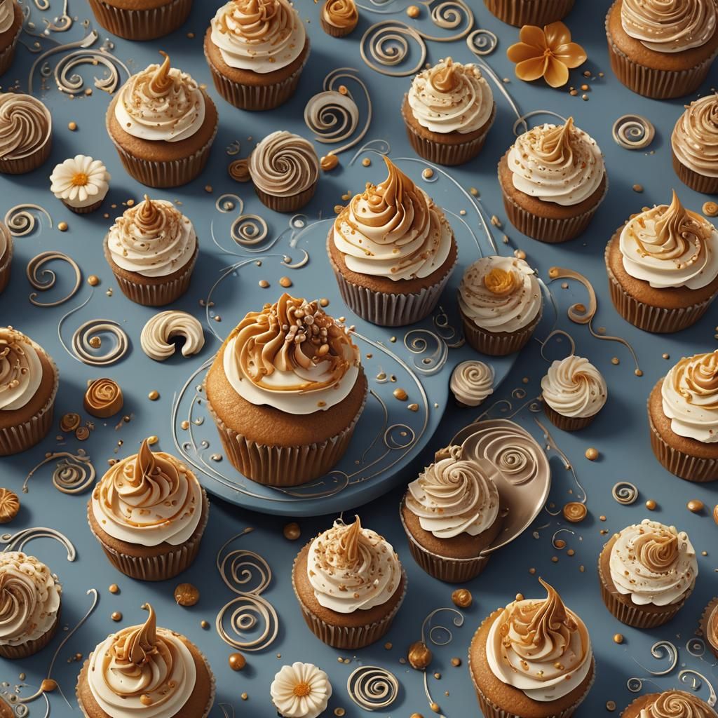 Delicious Caramel Cupcake, Detailed Digital Painting
