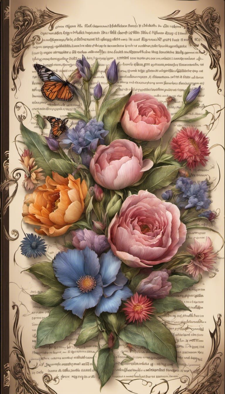 Blooming Book: Flower Garden Growing from Leather Book