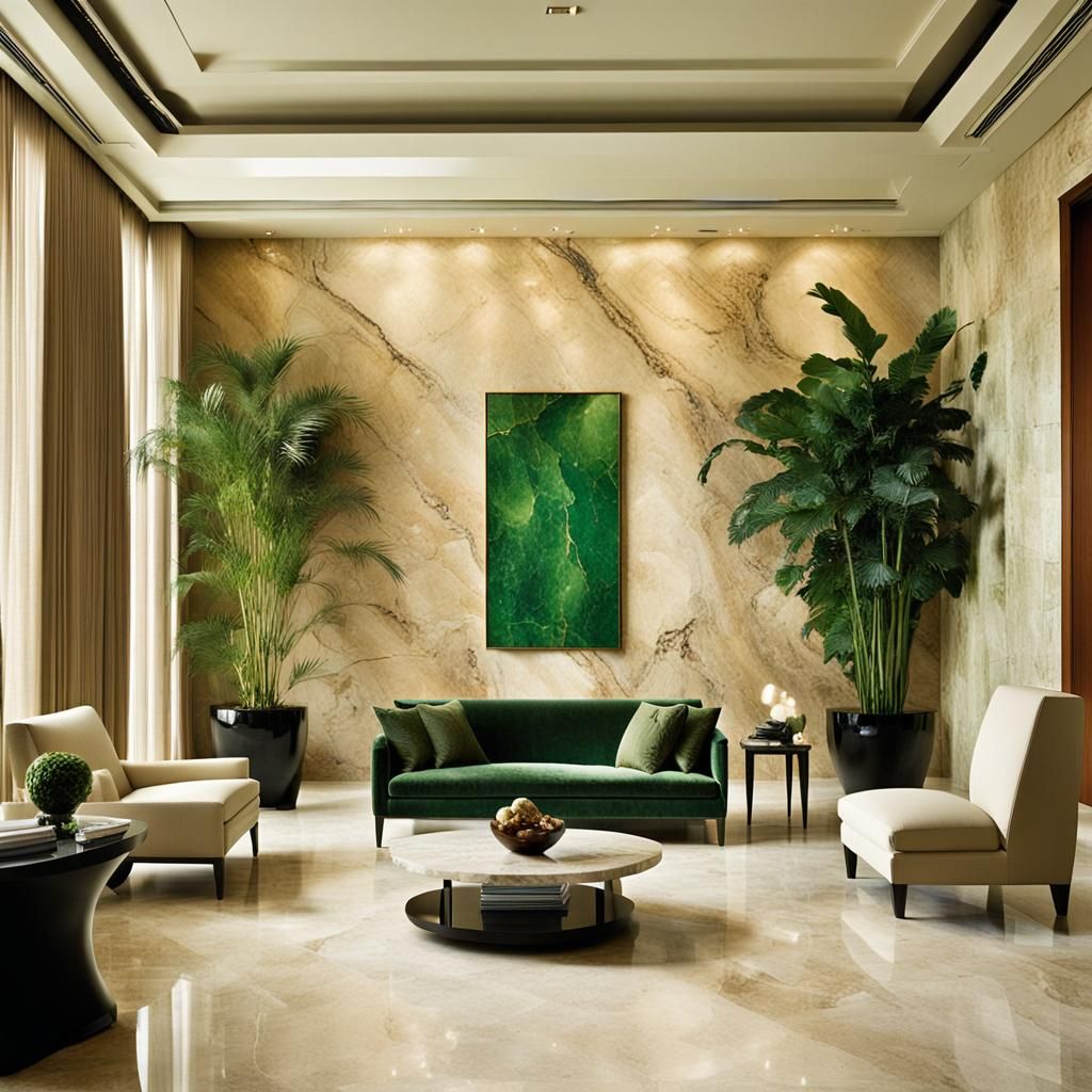 Luxury Penthouse Bedroom in Travertine and Marble