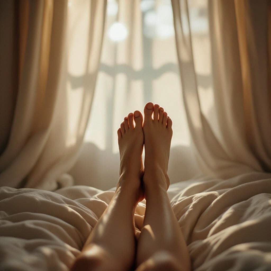 Elegant Bare Feet in Soft Light: Cinematic Film Aesthetic