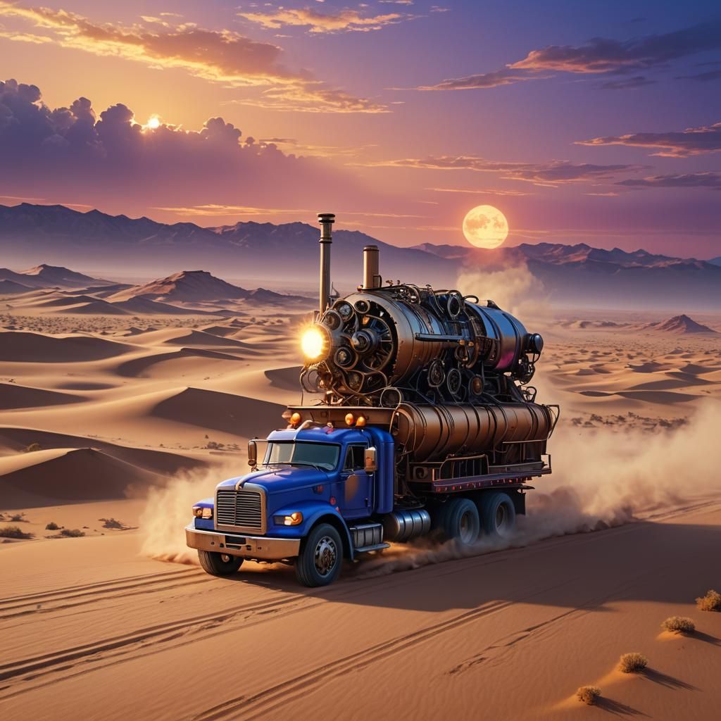 Mystical Desert Truck with Glowing Runes