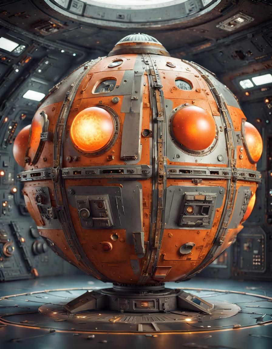 Retro Sci-Fi Spacecraft Floating in Deep Space