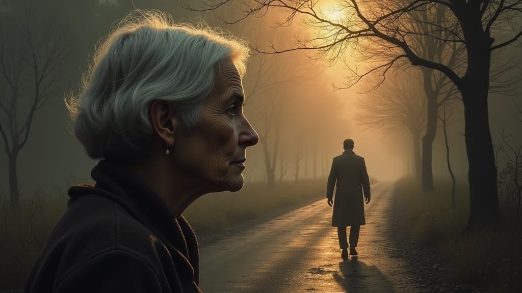 Heartbroken Mother Mourns Loss in Matte Painting