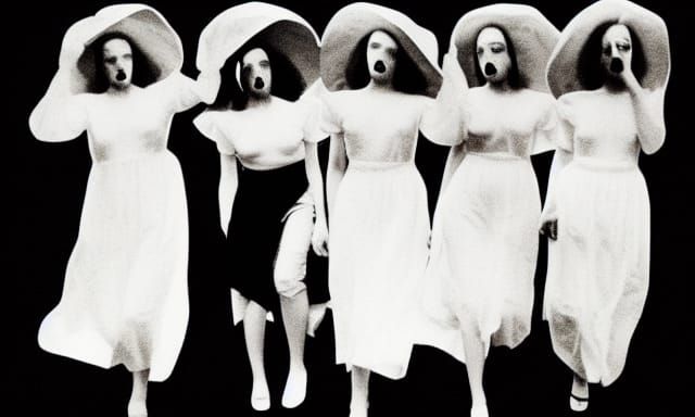 Demonic Sisters in Dark Collage: Film Noir Horror