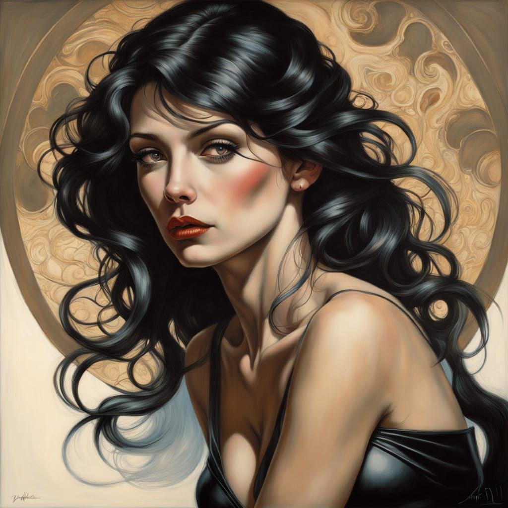 Goth Pinup Queen in Hyperrealistic Profile View