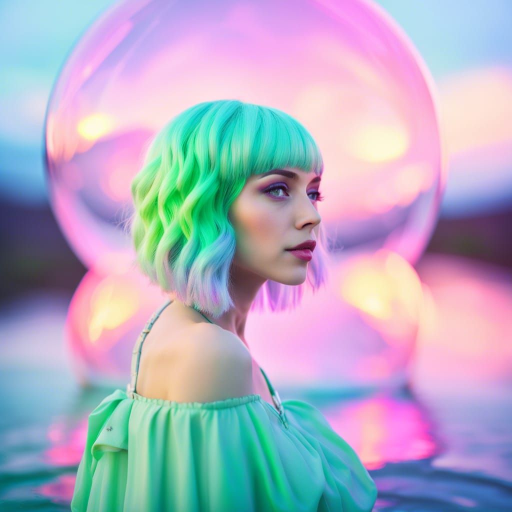 Detailed Water Mage with Waterball in Digital Art Style