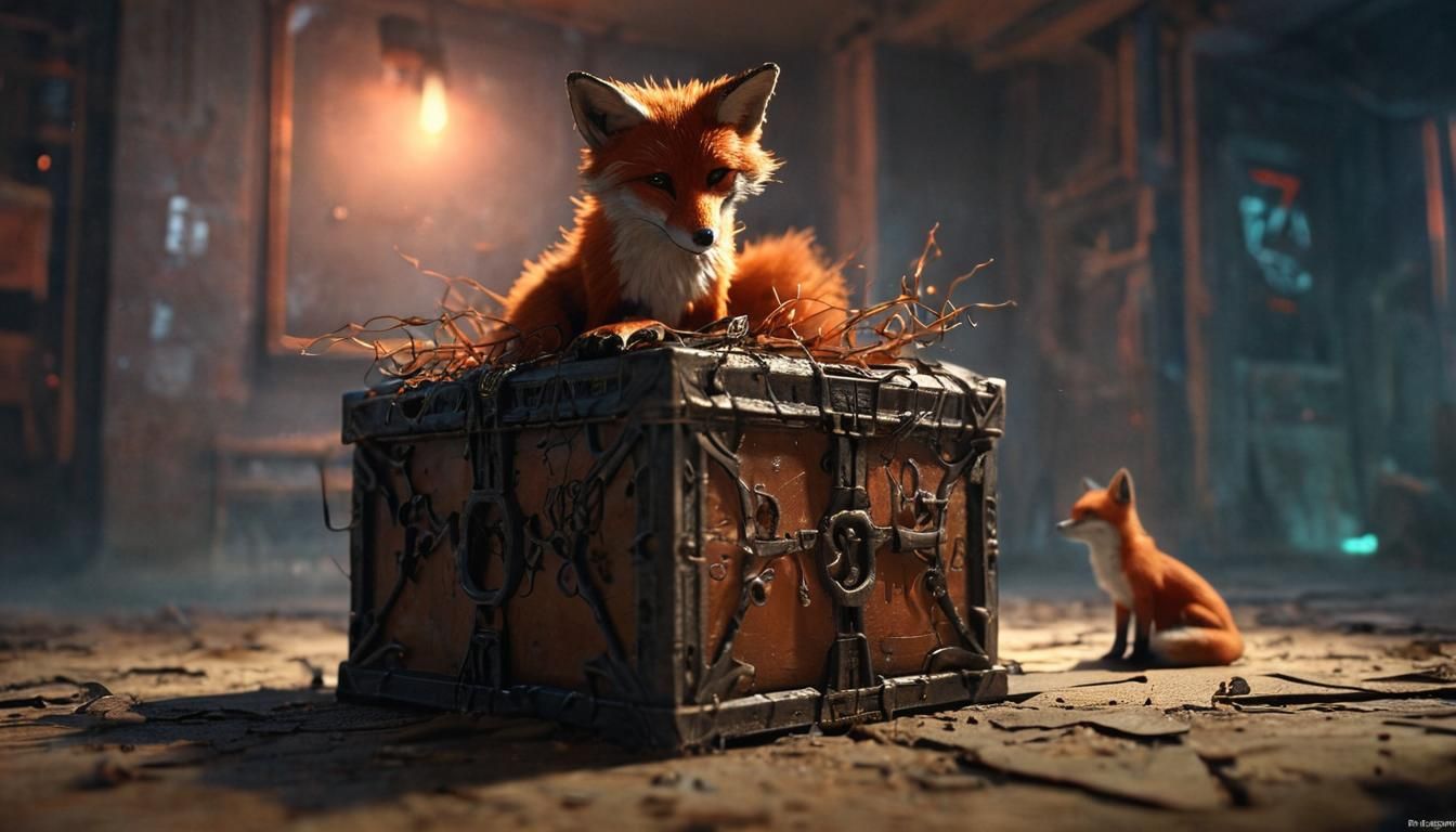 Box, Fox, Pox, tilt-shift Unreal Engine 5 fisheye lens dendritic crepuscule thunderstorm twilight dark academia biopunk ...